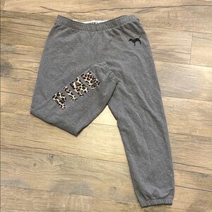 PINK Victoria's Secret Gray Track Pants with Animal Print